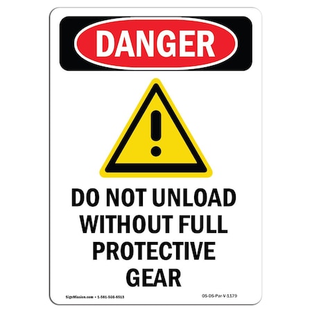 OSHA Danger Sign, Do Not Unload W/O, 5in X 3.5in Decal